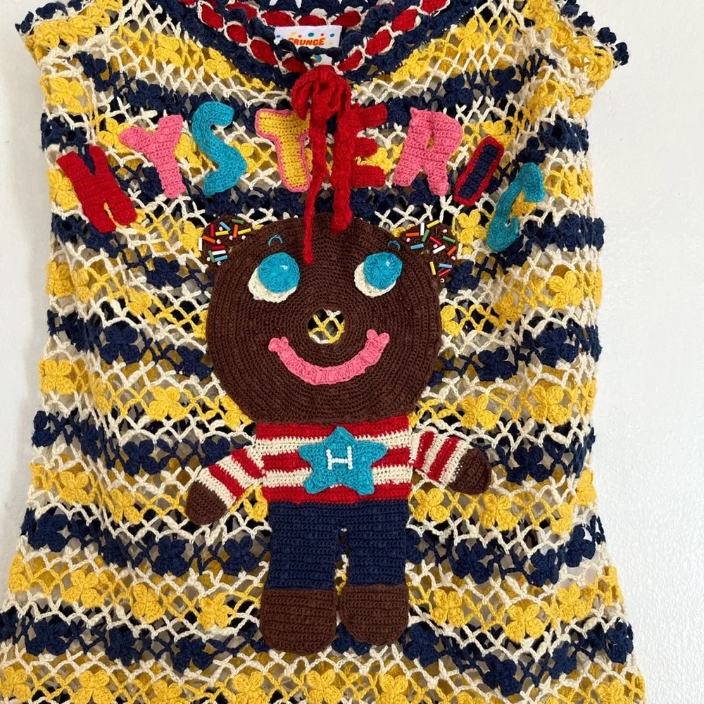 Hysteric Glamour Yellow Knit Bear Grunge Pops Tank Top - Picture 2 of 4